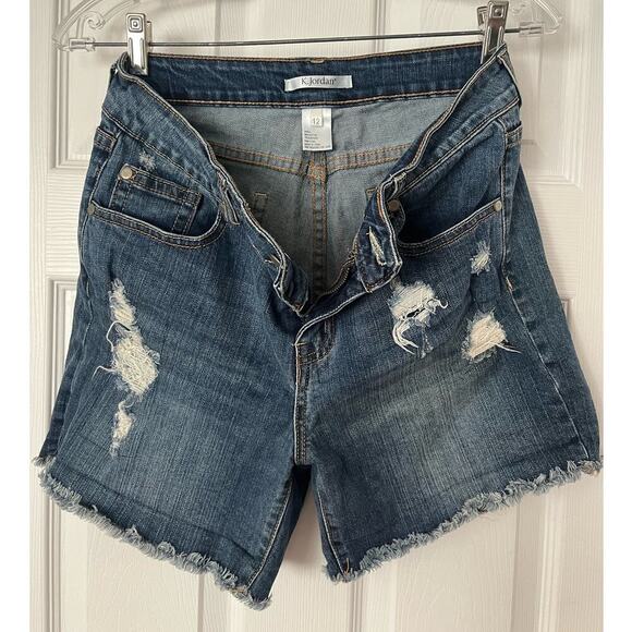 K.Jordan Cut Off Jean Short Shorts With Rips Tears Size 12 - Picture 3 of 7